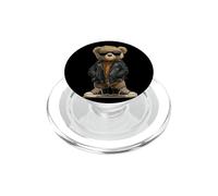 Disfraz de Oso de Peluche con Chaqueta de Cuero para un Aspecto mecedor PopSockets PopGrip para MagSafe