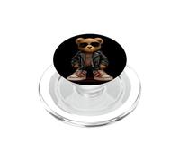 Disfraz de Oso de Peluche con Gafas de Sol y Chaqueta de Cuero PopSockets PopGrip para MagSafe