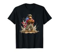 Disfraz de Oso Militar gruñón con Capa de EE. UU Camiseta