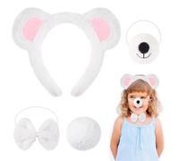 Disfraz de Oso para Niños y Adultos,Diadema con Orejas de Oso de Peluche,Nariz,Pajarita y Cola para Cosplay,Bonitos Disfraz de Oso,Accesorios de Animales Peludos para Halloween Carnaval Semana Libro