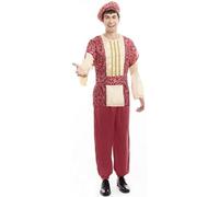 Disfraz de Paje Rey Gaspar rojo con gorro para hombre (Talla M)