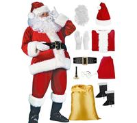 Disfraz de Papá Noel de 10 piezas para fiestas festivas, actuaciones en escenario, obras de teatro con diez accesorios incluidos, ideal para eventos de temporada