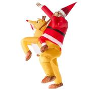 Disfraz de Papá Noel, disfraz inflable de Papá Noel, alce, de Navidad para adultos, divertida decoración navideña, adecuado para mujeres, hombres de más de 4, 9 pies de altura, disfraces inf