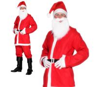 Disfraz De Papá Noel Para Adultos, Traje De Navidad Con Barba