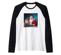Disfraz de Papá Noel para Amantes del Dinero en Efectivo y Las criptomonedas Camiseta Manga Raglan