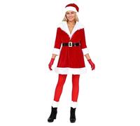 Disfraz de Papá Noel para mujer, vestido de Navidad, disfraz de elfo, disfraz de carnaval con sombrero, calcetín, cinturón, cosplay, fiesta, carnaval, vestido para adultos, moda