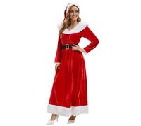 Disfraz de Papá Noel para mujer, vestido de Navidad, disfraz de elfo, disfraz de carnaval con sombrero, calcetín, cinturón, cosplay, fiesta, carnaval, vestido para adultos, moda