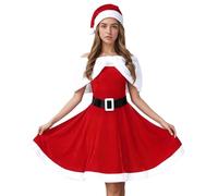 Disfraz de Papá Noel para mujer, vestido de Navidad, disfraz de elfo, disfraz de carnaval con sombrero, calcetín, cinturón, cosplay, fiesta, carnaval, vestido para adultos, moda
