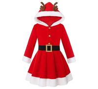 Disfraz de Papá Noel, ropa de disfraz de Navidad con cinturón negro, vestido de Navidad para, actuaciones, bailes, banquetes