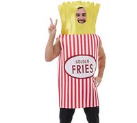 Disfraz de papas fritas, traje de chips temáticos de vacaciones, disfraz de comida rápida creativa divertida para hombres adultos, fiestas de cosplay, eventos de juego de roles de Halloween, actuación