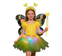 Disfraz de para niñas, vestido de tutú iluminado, alas de, diadema, de fiesta, cosplay de, para niños, niñas, fiesta, cumpleaños, festival, Halloween, Navidad