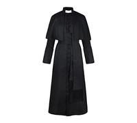 Disfraz de pastor de color sólido para hombre, disfraz de sacerdote medieval retro para cosplay, chaqueta de trabajo para hombre, Negro, XXL