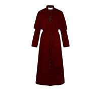Disfraz de pastor de color sólido para hombre, disfraz de sacerdote medieval retro para cosplay, chaqueta de trabajo para hombre, Vino, XXL