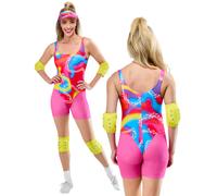 Rubies Disfraz Barbie Rollerskate para mujer, Leotardos con short adjunto, visera, coderas y rodilleras, Licencia Oficial Mattel para Carnaval, despedidas, cosplay, fiestas y Carnaval