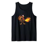Disfraz de Pavo Llamas y lanzallamas para fanáticos de Acción de Gracias Camiseta sin Mangas