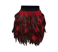 Disfraz de pavo real para mujer, falda de plumas festiva, falda de plumas para mujer, cosplay, minifalda de plumas, vestido de fiesta, minifalda de cintura alta, faldas elásticas, rojo, XL