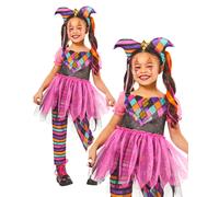 Disfraz De Payaso De Circo Para Niñas Harlequin De Halloween