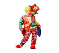 Disfraz de payaso infantil para niño y niña de 3 a 10 años, mono o conjunto con estampado de contraste (lunares, rayas, azulejos) para Halloween, fiesta temática o cumpleaños