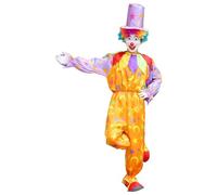 Disfraz de payaso naranja para adultos, elegante y colorido, con cuello de volantes, divertido disfraz de carnaval para escenarios, fiestas de circo, atuendo completo con pompones, actuaciones de