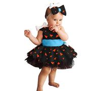 Disfraz de Pebbles Picapiedra Niña Carnaval Bebe Princesa Vestido con Banda Lazo Hueso Cavernicola Ropa para Fiesta