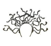 Disfraz de pelo de serpiente, para Halloween, cosplay, graduación, maquillaje, mitología griega antigua, hebilla de cabeza de serpiente, suministros para fiestas (plateado y negro)