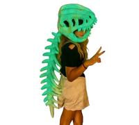 Disfraz de peluche de dinosaurio esquelleto fluorescente | Ropa de disfraz | Accesorios para mascarada y Cosplay - Para espectáculo escolar teatro casa embrujada Convención cómica Mascarada intérprete