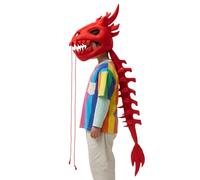 Disfraz de peluche de esqueleto de dinosaurio, tocado con columna vertebral con calavera 3D, vestido de dinosaurio ponible realista, vestido de cosplay de Halloween para niños y adultos