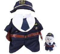 Disfraz de perrito a la policía Manguera Disfraz de Halloween Disfraz de Policía de Policía de Policía Poliéster El disfraz de la policía de gato incluye trajes de mascotas decorativos de traje y som