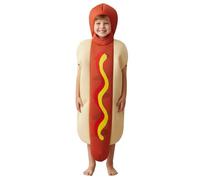 Disfraz de perro caliente para niños, talla XL, traje todo en uno de salchicha y moño de espuma con agujero para la cara, disfraz divertido de comida rápida para Halloween