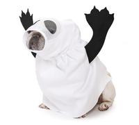 Disfraz de perro de Halloween: traje de compañía fantasma único con tela ligera y diseño de hojas clásicas | Adorable Cat Dog Dog Costume para fiestas de Halloween Truco Gold Treat Event H