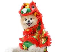 Disfraz de Perro Gato dragón, Ropa de Danza del león, Disfraz de Mascota de Año Nuevo Chino con Lentejuelas, de Cosas Divertidas, Chaqueta con Capucha para Mascotas, para Perros pequeños