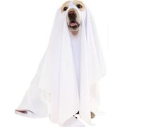 Disfraz de Perro Ghost Adorable Funny White Dog Cape Polyester Disfraz de Halloween 27.6in para Fiesta, Truco o Trato