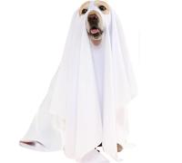 Disfraz de Perro Ghost Adorable Funny White Dog Cape Polyester Disfraz de Halloween 27.6in para Fiesta, Truco o Trato, Halloween 2025