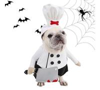 Disfraz de perro pequeño - Disfraces de chef ajustables para gatos y perros - Accesorios para fotos con camisa de chef, sombrero de cocina, traje de vestido espeluznante, ropa para mascotas para
