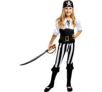 Disfraz de pirata a rayas para niña- Colección blanca y negra 5-6 años