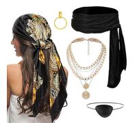 Disfraz de pirata para hombre, accesorios de disfraz de pirata con collar y aretes, suministros de vestir para juegos de rol, bailes de máscaras, teatro, actuaciones, eventos, carnavales