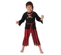 Bristol Novelty 3015597-8000 Disfraz de niño de pirata, elegante, negro y rojo, de 7 a 8 años Halloween