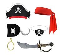 Disfraz de pirata para niños, conjunto de accesorios de disfraz de pirata de Halloween, kit de cosplay para niños