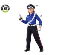 Disfraz de Policía Infantil para Niño Azul 5-6 Años - Incluye Gorra, Camiseta, Pantalón y Cinturón