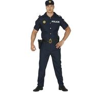 FIESTAS GUIRCA Disfraz de Héroe de la Policía para Hombre - Uniforme de Policía Azul Marino con Gorro de Policía - Disfraces de Policía para Hombre Talla S 46-48
