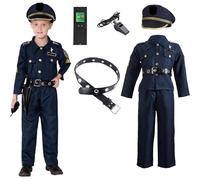 Disfraz de policía para niños - Disfraz de policía para niños - Conjunto de uniforme de policía con accesorios - Camisa, pantalones, sombrero, cinturón, silbato