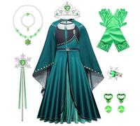 Disfraz de Princesa Anna Niñas, Princesa Coronación Vestido Anna con Capa Varita Corona Accesorios, Disfraz de Elsa Vestido de Princesa, Disfraz Princesa para Niña Cumpleaños Carnaval Cosplay (110)
