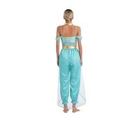 Disfraz de princesa árabe para mujer, disfraz de baile en escenario, fiesta, juego de rol, azul, talla L