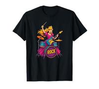 Disfraz de princesa genial con guitarra eléctrica y batería Camiseta