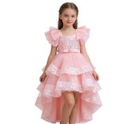 Disfraz de princesa para niña, vestido festivo con falda, tren desmontable para niñas, adecuado para desfiles, fiestas, bodas y actuaciones