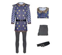 Disfraz de príncipe azul para hombre, disfraz de príncipe encantador, conjunto de lujo con pantalones y cinturón, conjunto completo L