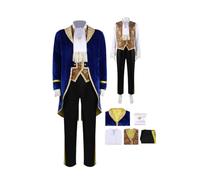 Disfraz de príncipe nobleza, estilo barroco, disfraz de bestia, Halloween | Traje medieval Steampunk Prince para hombre, de terciopelo, con chaleco, camisa, corbata y pantalones