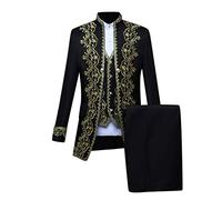 Disfraz de príncipe para hombre, 3 piezas, abrigo gótico para hombre, bordado, incluye chaleco de traje y pantalones, chaqueta steampunk, chaqueta medieval, corte noble, blazer retro, traje de