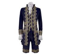 Disfraz de príncipe para hombre, 4 piezas, abrigo de hombre de noble, bordado, incluye chaleco de traje, pantalones y calentadores, chaqueta steampunk, chaqueta medieval, corte medieval, blazer gótico