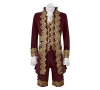 Disfraz de príncipe para hombre, 4 piezas, abrigo de hombre de noble, bordado, incluye chaleco de traje, pantalones y calentadores, chaqueta steampunk, chaqueta medieval, corte medieval, blazer gótico